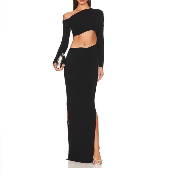 Aya Muse Lero One Shoulder Cut Out Maxi Dress in Black Sz S - Picture 1 of 7